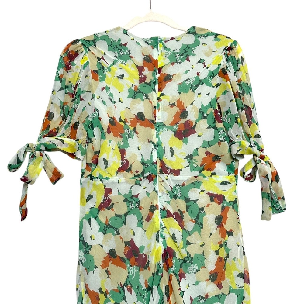 Anthropologie Midi Dress Chiffon Floral Slip Green Sage Multi S NWT Romantic - Picture 9 of 12